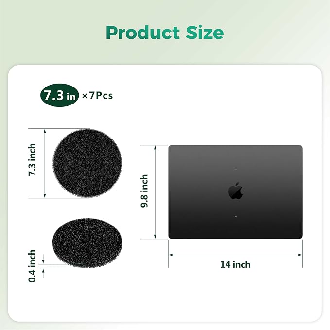 Polyurethane Activated Charcoal Filters -7 Pack 7.3 Inch Round Strong Odor - Image 2