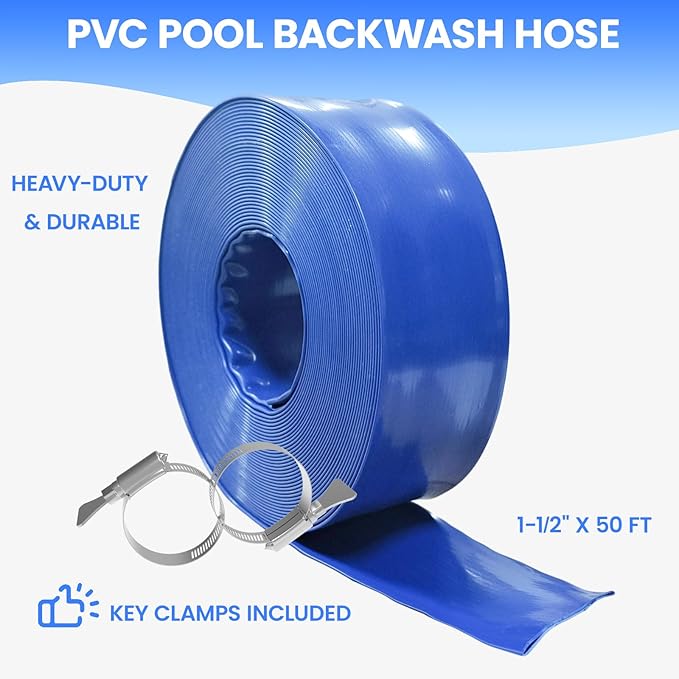 Poolvio Backwash Hose 1-1/2" x 50 ft, Leak-Free - Image 2