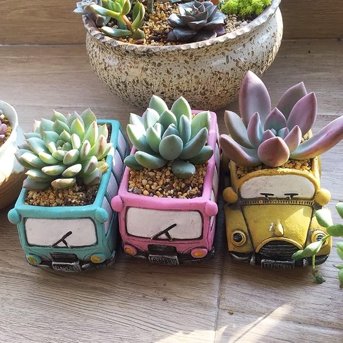 Green Bus Succulent Planter Pots, Small Plants Pot - Image 3