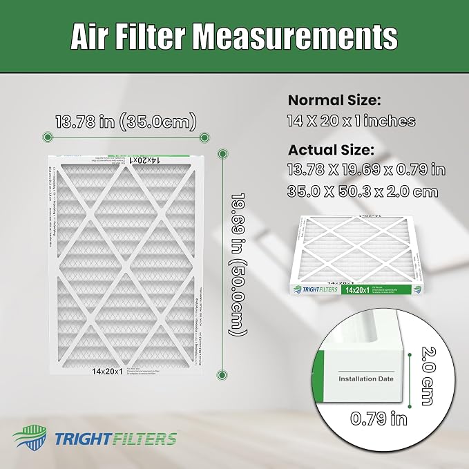 14x20x1 Air Filter 4 Pack, Durable MERV 8 Pleated Home HVAC AC Furnace Filters - Image 2