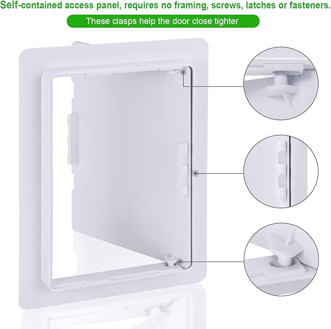 Plumbing Access Panel for Drywall 6 x 9 Inch Plastic Access Door Removable Wall Access Panel Ceiling Reinforced Hinged Durable White