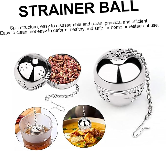 STOBAZA 5pcs Stainless Steel Tea Strainer Seasoning Ball Box Hanging Chain Easy - Image 4