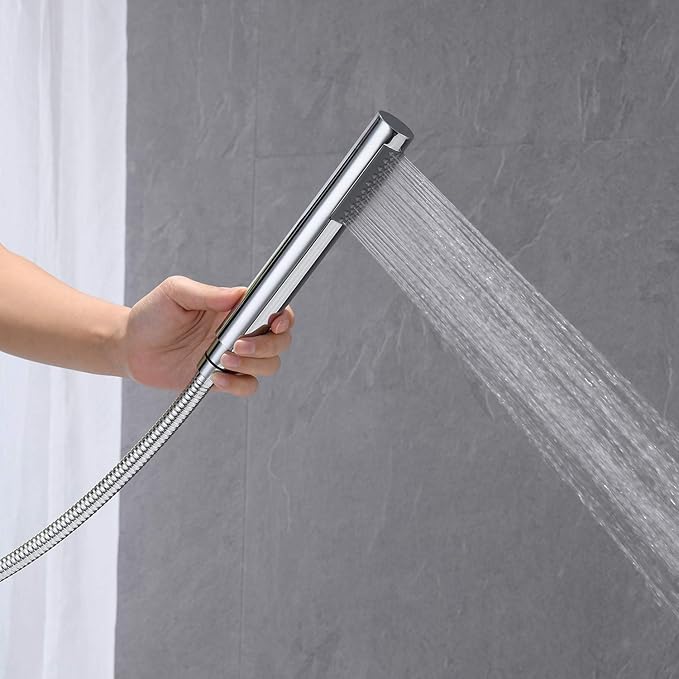 Freestanding Bathtub Faucet Tub Filler Chrome Floor Mount Brass Single Handle Bathroom Faucets with Hand Shower