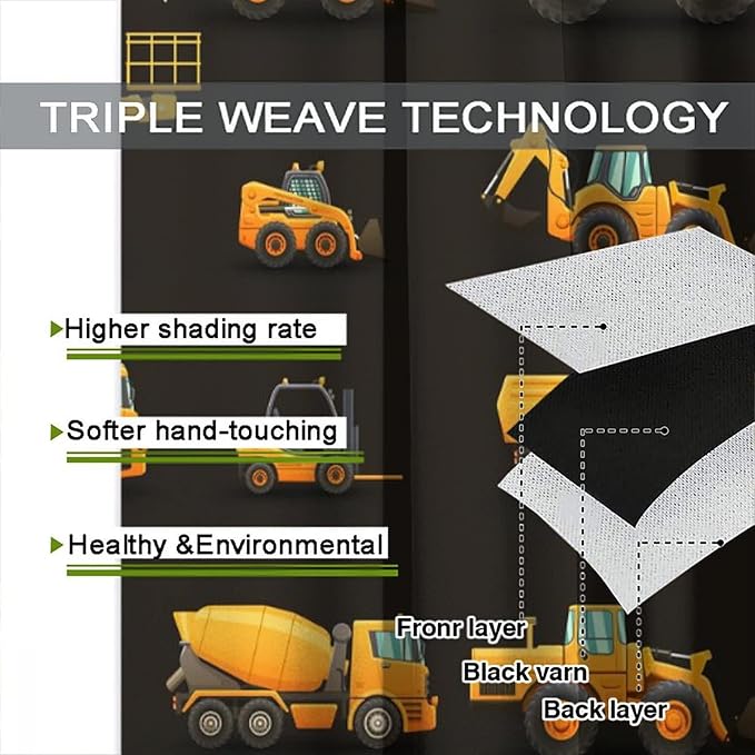 Kids Construction Window Curtains, Construction Machinery Equipment Mode of - Image 7