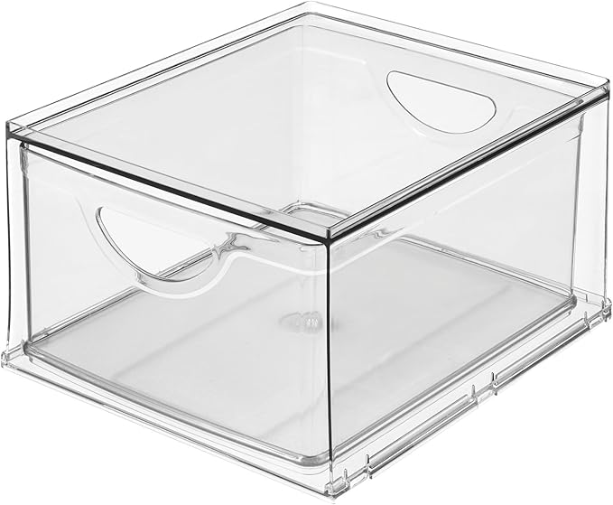 iDesign Stackable Storage Drawer for Fridge, Pantry, or Under Sinks, Set of 4, Clear, Made in USA