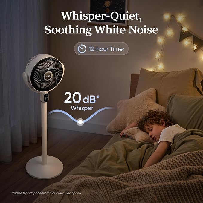 LEVOIT Standing Fan for Bedroom, 20dB Quiet Pedestal Fan for Sleep, 1024 CFM - Image 3