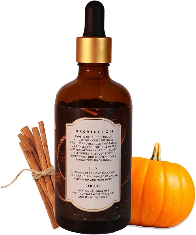 Luxurious Pumpkin Cinnamon Fragrance Oil by Enhanced Essentials|Holiday Mood Aromatic Oil for Diffuser,Laundry, Aromatherapy,Perfume,Gifting,Soap & Candle Making|with Glass Dropper|100 ml