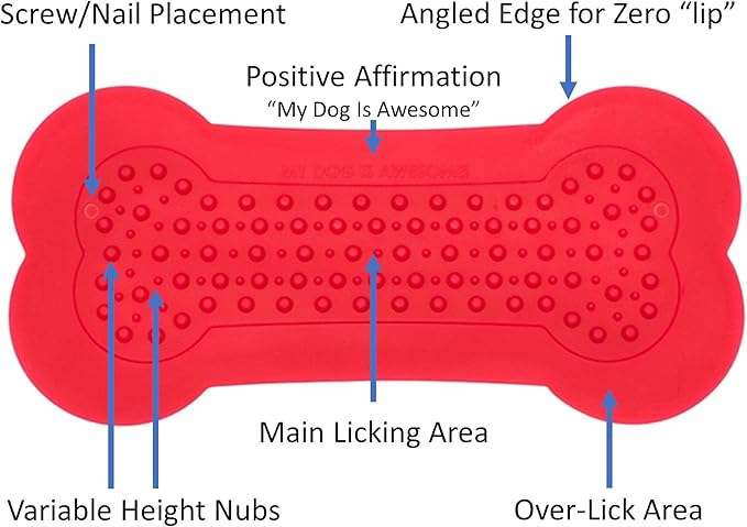 Lick Lick Pad Dog Accessories | Pet Shower Attachment | Dog Peanut Butter Lick Pad | Dog Bathing Station | Dog Bathing Supplies | Veterinarian Used | Suction to Wall | Large (Large - 2 Pack, Red)