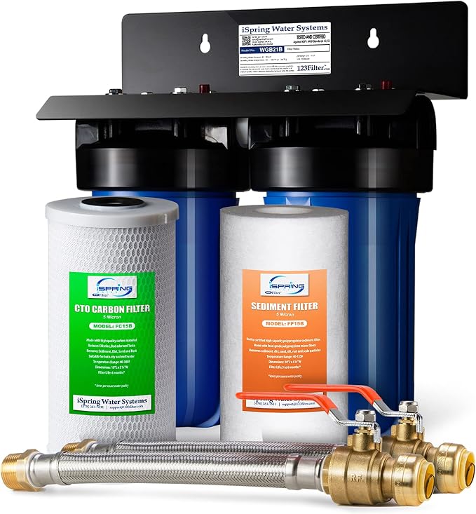 iSpring WGB21B+AH12MN16X2 2-Stage Whole House Water Filter System, Sediment by iSpring