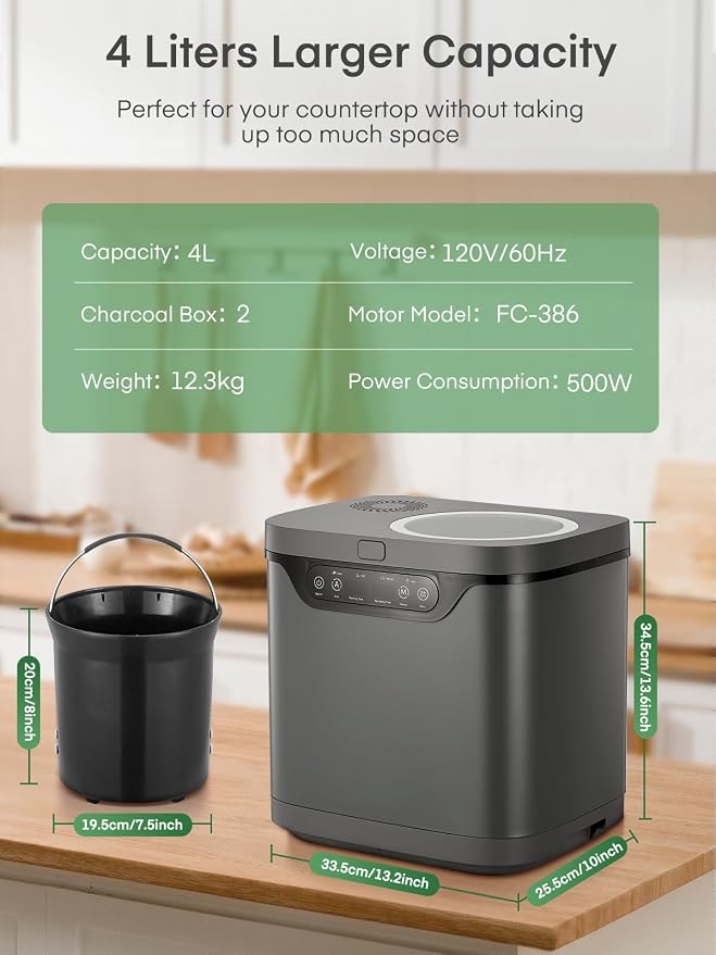 Electric Composter for Kitchen 4L, Countertop Compost Bin Indoor - Image 9