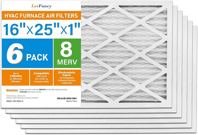 LotFancy 16x25x1 Air Filter MERV 8 6-Pack, Electrostatic Pleated Furnace & AC - Image 9