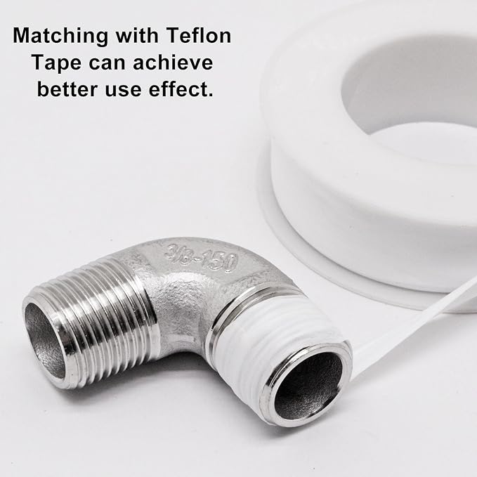 3/8" x 3/8" NPT 90 Degree Elbow 304 Stainless Steel Pipe Fittings Male Threaded - Image 4