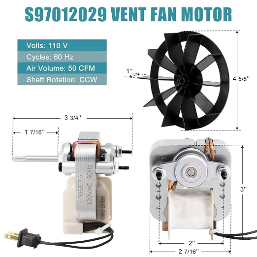 S97012029 Fan Motor for Nutone Broan 663-C, 684-C Bathroom Exhaust Fan - Image 3