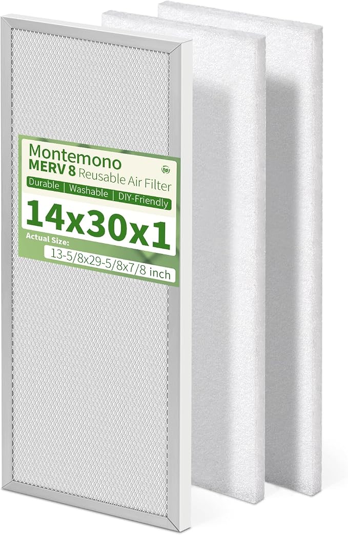 14x30x1 Reusable Air Filter MERV 8 Washable Furnace & AC Filter by Montemono
