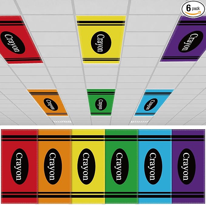 6Pcs Classroom Light Covers for Fluorescent Lights, Magnetic 2x4 FT Ceiling by Hallswl