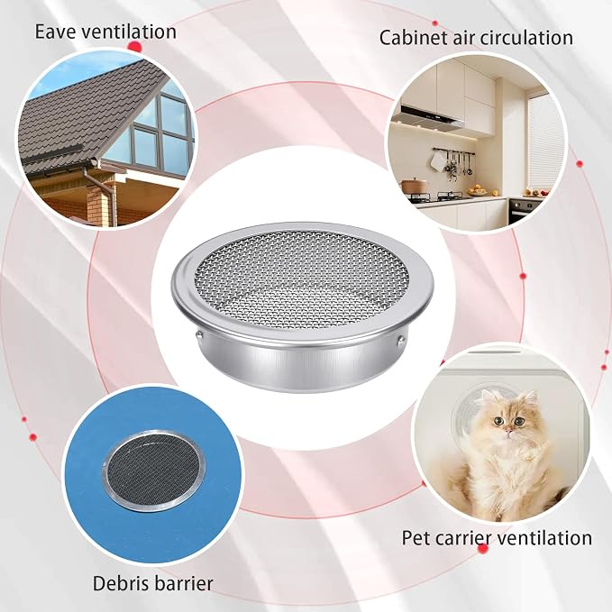 2-Inch Round Open Screen Vent, Mill Finish, 12 Pack - Image 4