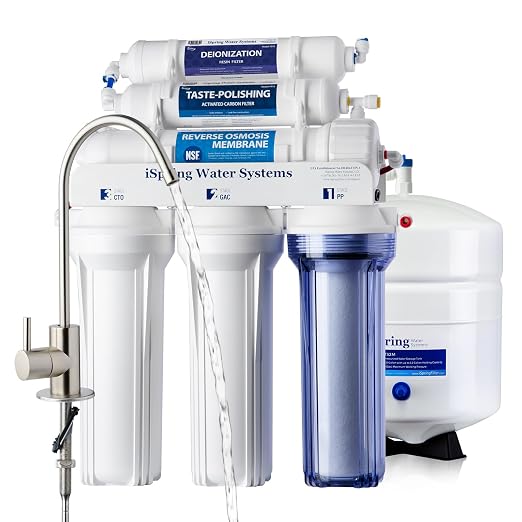 iSpring RCC7D 75 GPD Reverse Osmosis/Deionization Water Filter System, Removes by iSpring