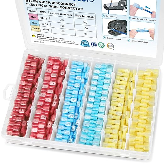 TICONN 800 Pcs Nylon Spade Quick Disconnect Connectors Kit, Electrical by TICONN