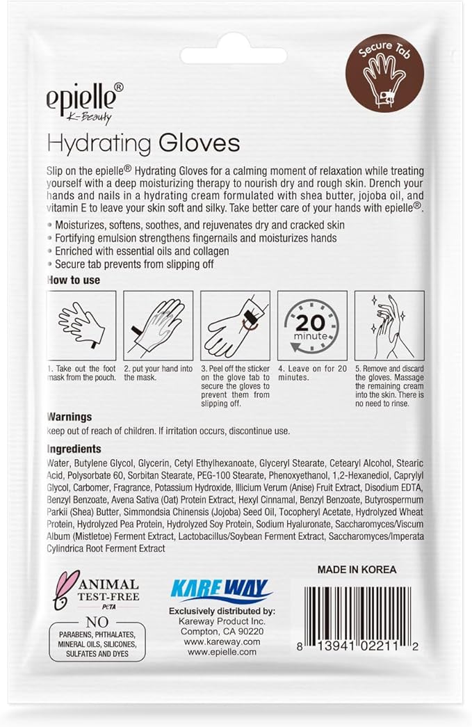 Epielle Hydrating Hand & Foot Masks, Relieve and Soften for Dry, Overworked Skin, Self Care Gifts for Women, Spa Kit, Stocking Stuffers, 6 Moisturizing Gloves & 6 Moisturizing Socks
