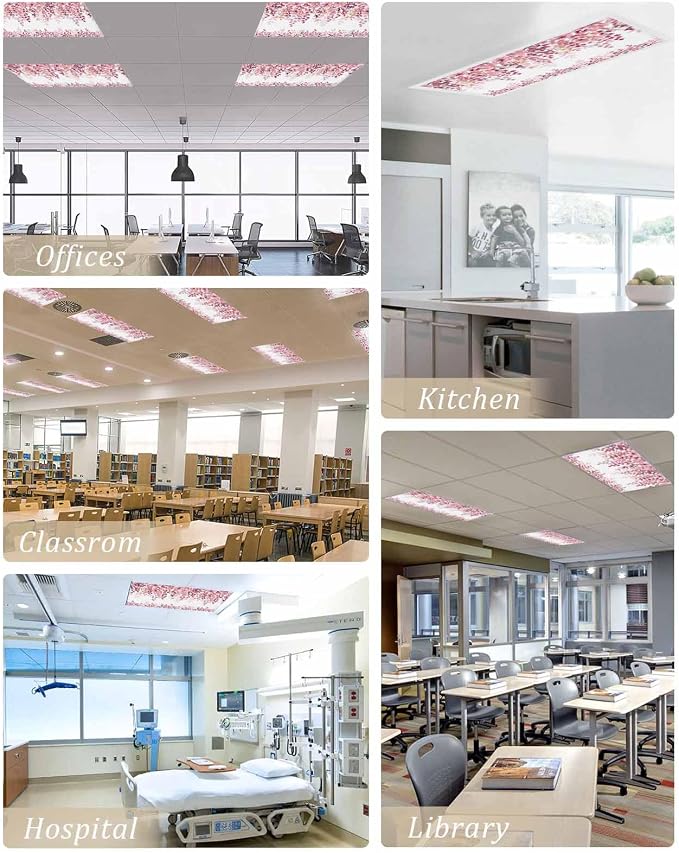 3 Pack Fluorescent Light Cover for Classroom Ceiling Light, Berry Branch Plant - Image 5