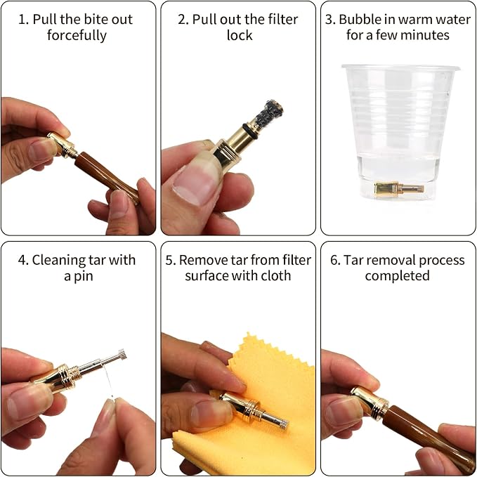 Cigarette Filters Brown Cow Horn Pattern Reusable Clean Tar Tobacco Filter - Image 5