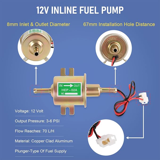 Universal Electric Fuel Pump Kit 12v 3-6 PSI Low Pressure - Image 3