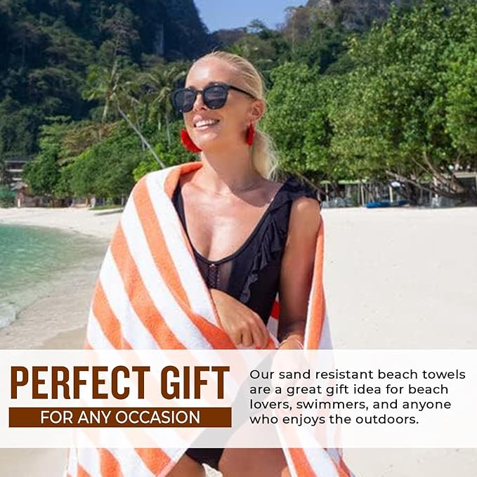 Personalized Passion Beach Towels for Adults - Custom Pool Towels with Name - Highly Absorbent Cotton - Striped Design for Women & Men - Large 70x30 Bath Sheet for Hotel, Swim & Camping - Coral