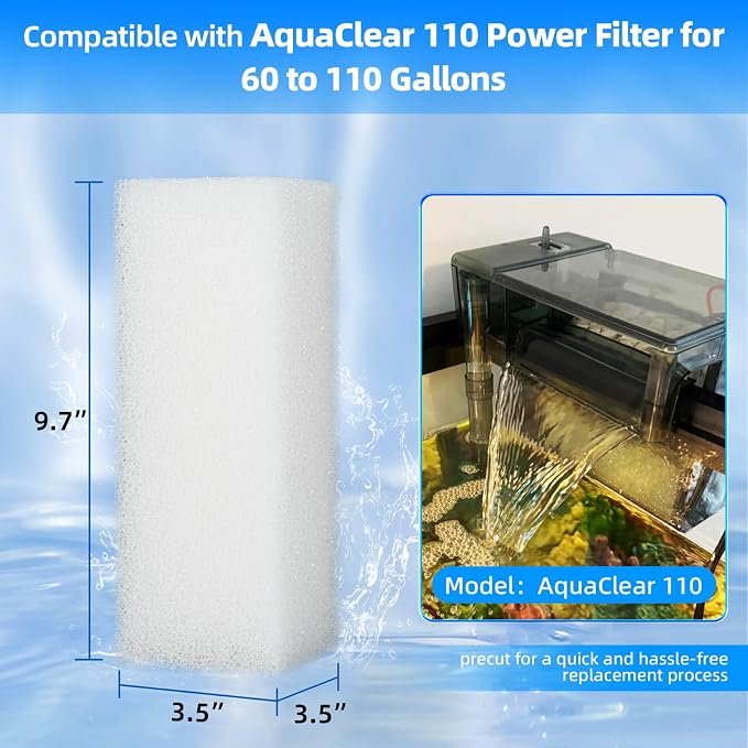 AQUANEAT 6-Pack Replacement Filter Sponge Pads, Aquarium Foam Insert Compatible - Image 2