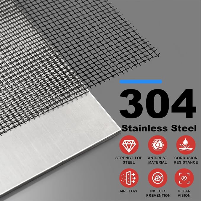 304 Stainless Steel Mesh, 24in x 10ft, 22 Mesh, Sturdy Metal Screen Roll - Image 2