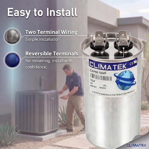 ClimaTek 70 MFD 370/440 Volt VAC Run Round Capacitor CAP99-7004R - Image 3