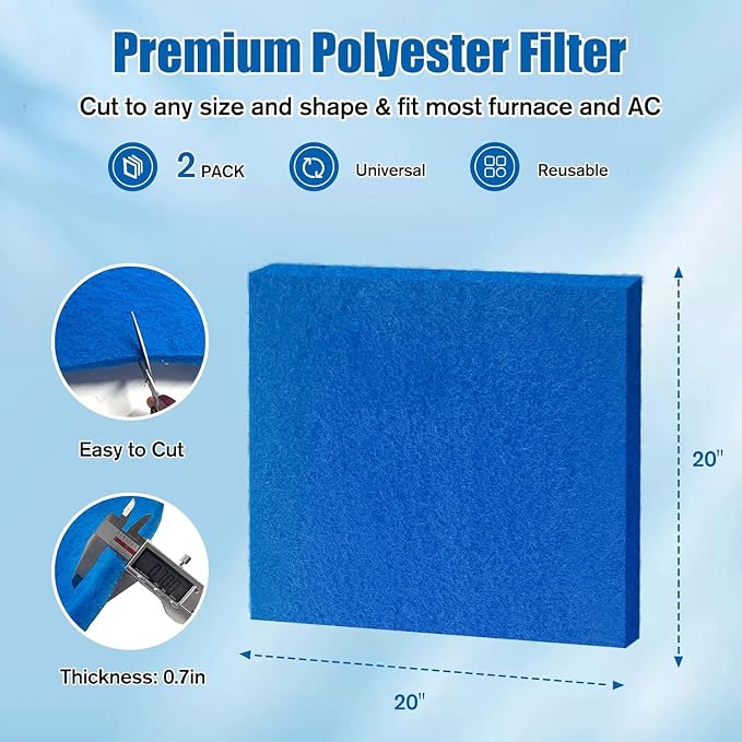 20x20x1 Reusable Air Filter 2 Pack Cut To Fit - Image 2
