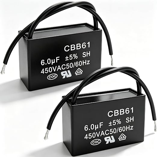 Twidec/2Pcs CBB61 Ceiling Fan Capacitor 450V AC 50/60Hz Run Capacitor 2-Wire by Twidec