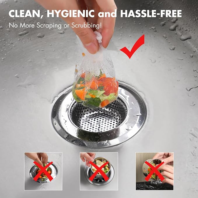 400 Pack Kitchen Sink Strainer Mesh Bag, Anti-Clogging Disposable Sink Drain - Image 2