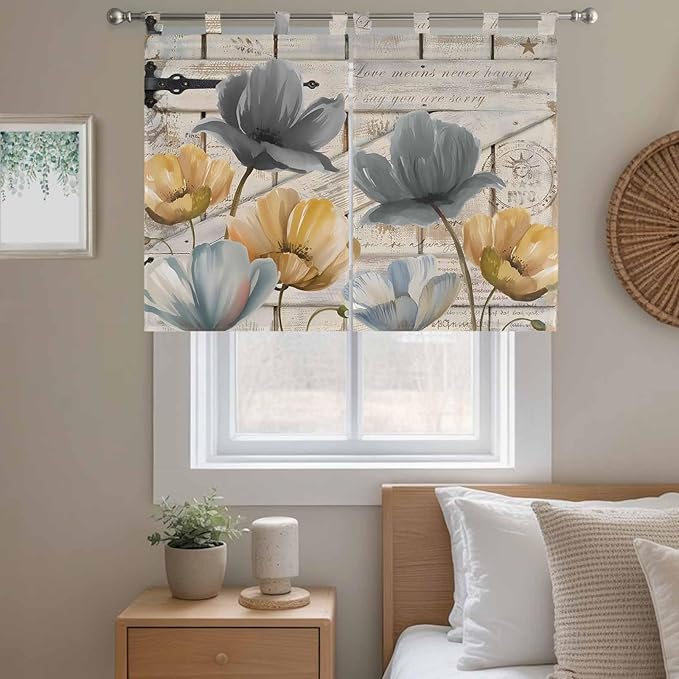 Spring Tulips Flower Bedroom Curtains 63 Inch Length, Window Curtains Tab Top - Image 9
