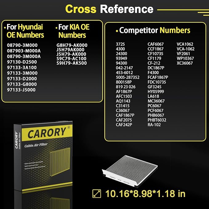 CARORY Cabin Air Filter w/Activated Carbon - Image 4