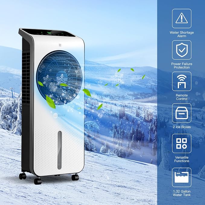 COSTWAY Portable Evaporative Air Cooler, 3-in-1 Swamp Cooler w/Remote Control - Image 9