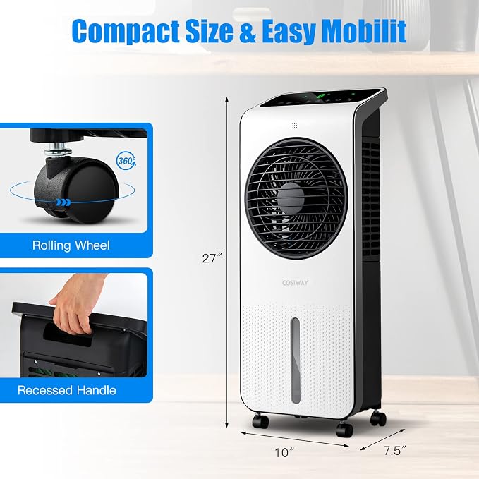 COSTWAY Portable Evaporative Air Cooler, 3-in-1 Swamp Cooler w/Remote Control - Image 8