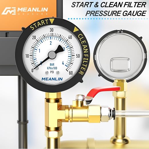 MEANLIN MEASURE 0~60Psi Stainless Steel Start and Clean Filter Pressure Gauge - Image 4
