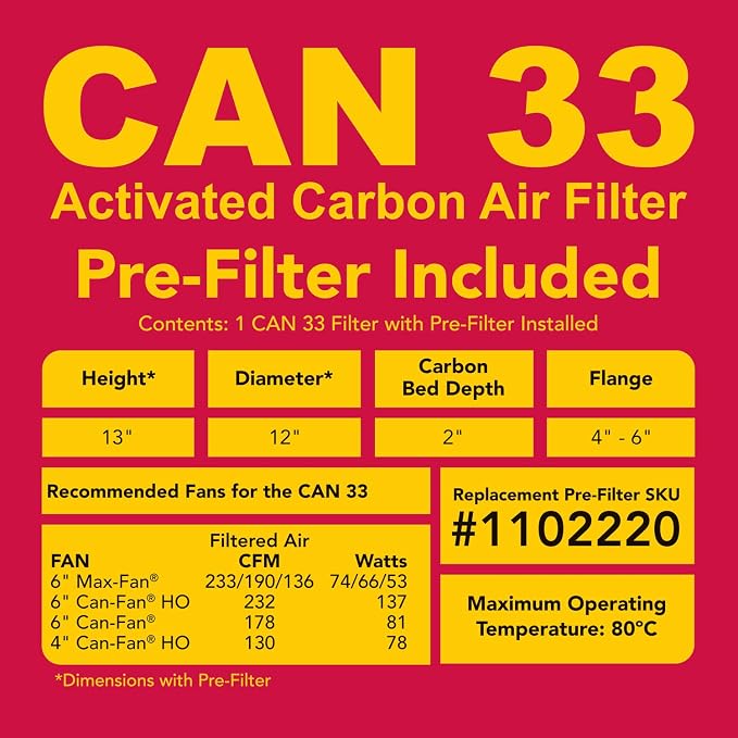 Can Filter 358621 Original 33 Carbon Air Filter Without Flange, 200 CFM - Image 3