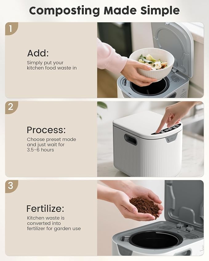 COWSAR 2.5L Electric Composter for Kitchen, Smart Compost Bin for Countertop - Image 3