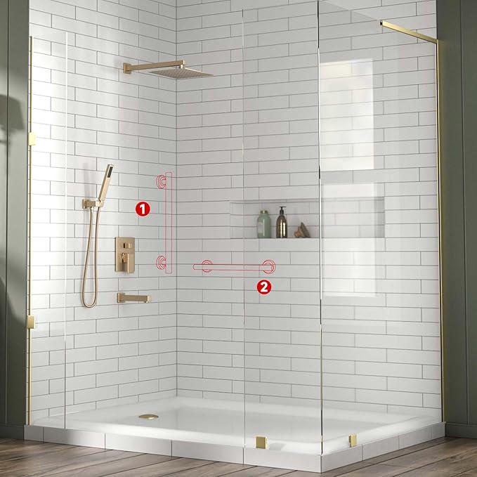 Lava Odoro Shower Grab Bar, Modern Stainless Steel Handicap Grab Bar for Bathtubs and Showers, Shower Safety Bar for Seniors Disabled, ADA-Compliant (Champagne Gold, 12 Inch)