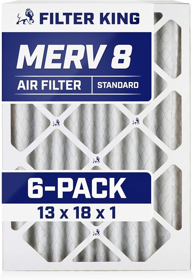 Filter King 13x18x1 Air Filter | 6-PACK | MERV 8 HVAC Pleated A/C Furnace by FilterKing