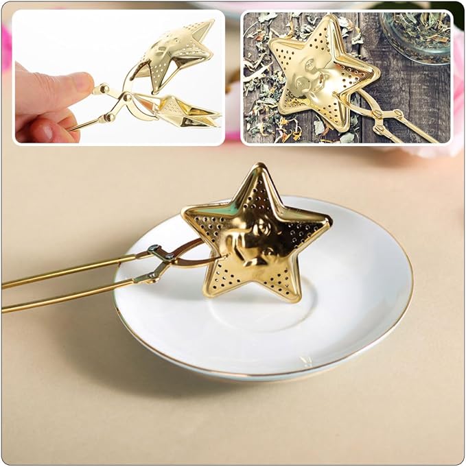 Luxshiny Stainless Steel Tea Infuser Strainer Clamp Design Convenient Portable - Image 3