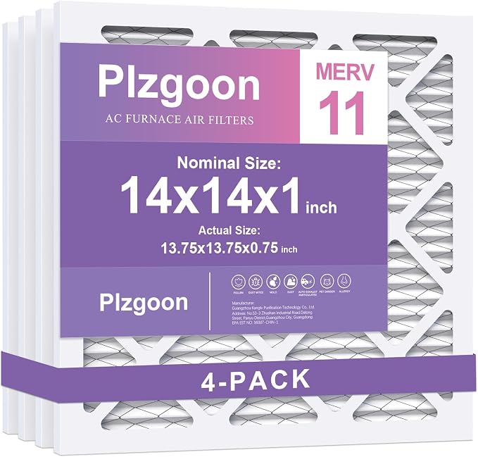 14x14x1 Air Filter MERV 11 MPR 1000 Pleated AC Furnace Filters by Unknown