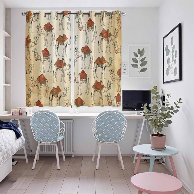 2 Panel Kitchen Cafe Curtains, Desert Sand Camel Sunlight Filtering Nature Air - Image 5