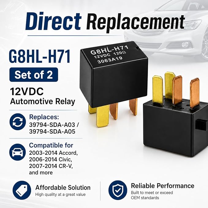 4 Pcs Relay G8HL-H71-12VDC Automotive Relay 39794-SDA-A03 39794-SDA-A05 - Image 7