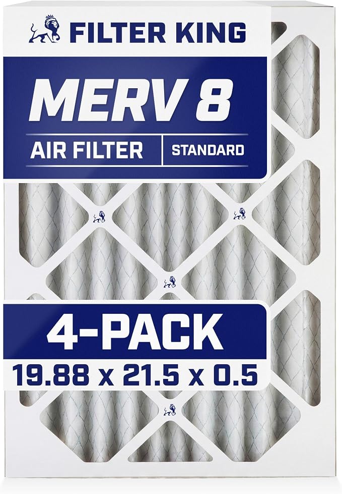 Filter King 19.88x21.5x0.5 Air Filter | 4-PACK | MERV 8 HVAC Pleated A/C by FilterKing