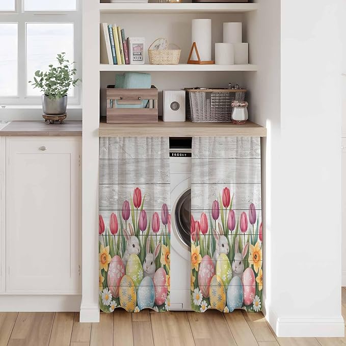Easter Kitchen Tier Curtains 45 Inch Long 2 Panel Set, Rod Pocket Short Window - Image 7
