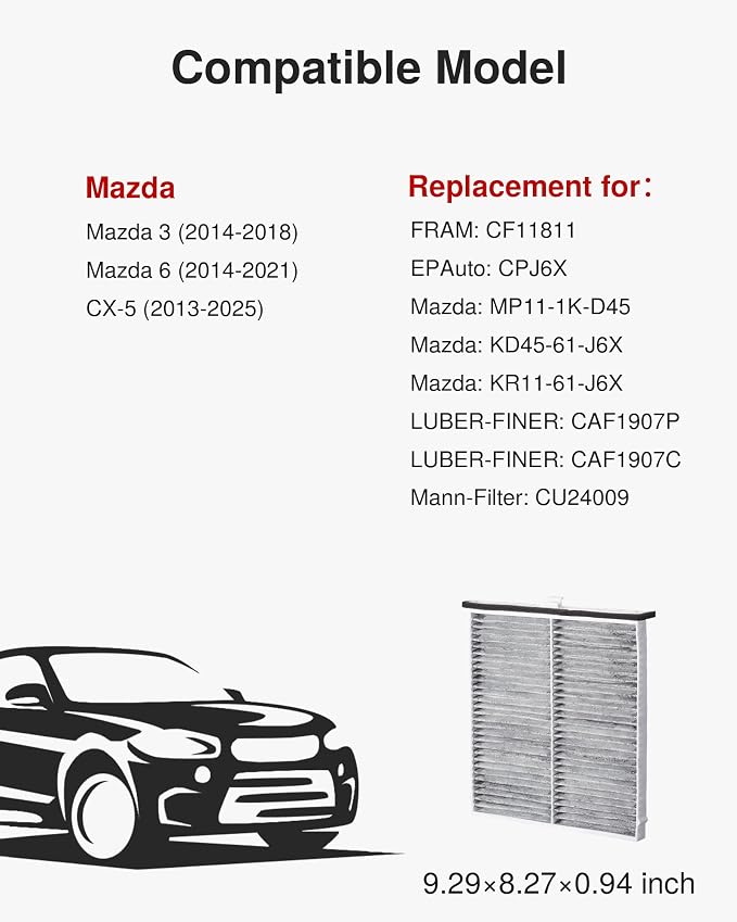 Puroma Cabin Air Filter with Activated Carbon, Replacement - Image 2