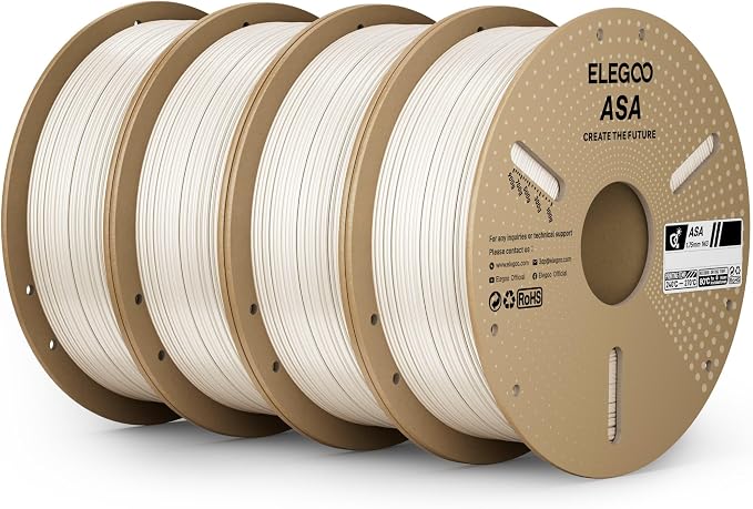 ELEGOO ASA Filament 1.75mm White 4KG, UV & Weather Resistant 3D Printer by ELEGOO